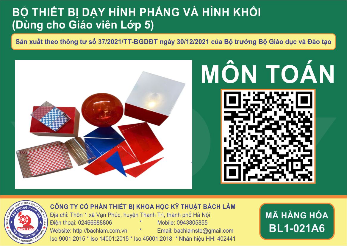 Bộ thiết bị dạy học hình phẳng và hình khối (Dùng cho Giáo Viên - Lớp 5)