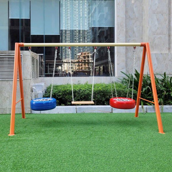 Nhà chòi cầu trượt ngoài trời 1 khối mái Mèo máng đơn